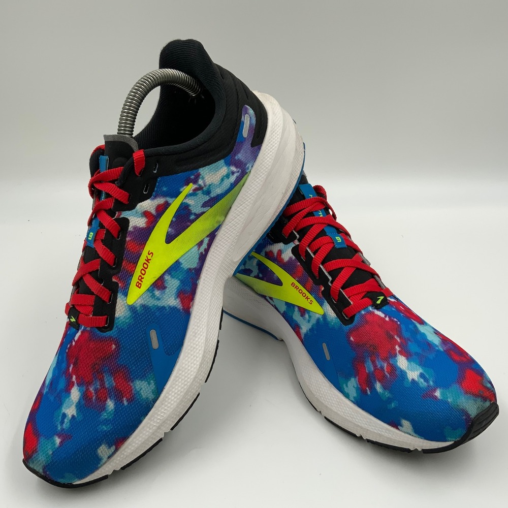 Brooks Launch 9 Womens Running Shoes Tie Dye Blue Red Neon Yellow 1203731B492